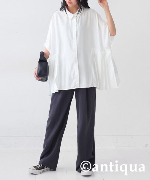 「antiqua」 「patterntorso」半袖シャツ P ブラック レディース_画像3