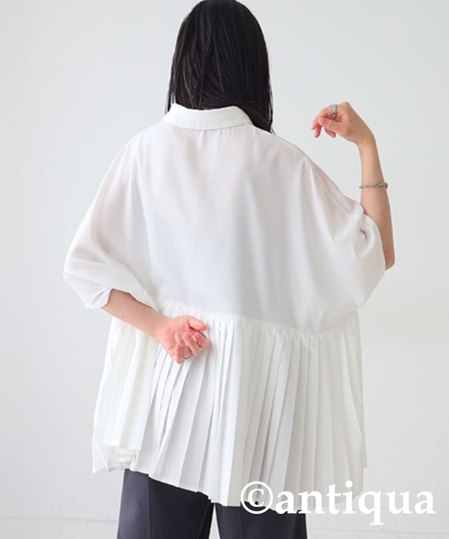 「antiqua」 「patterntorso」半袖シャツ P ブラック レディース_画像4