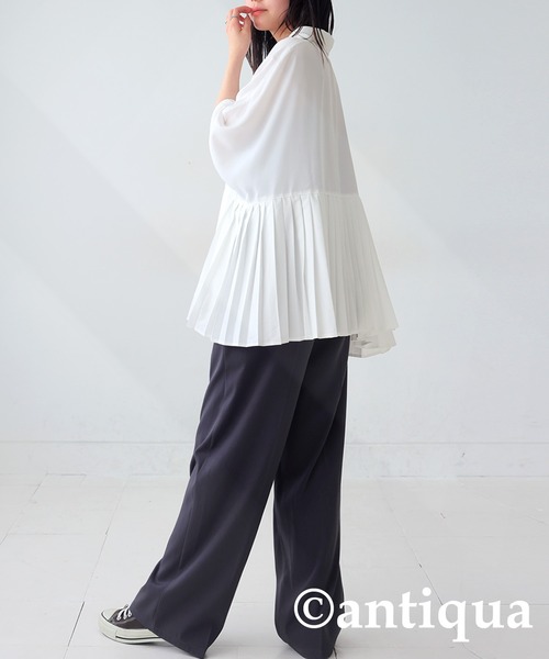 「antiqua」 「patterntorso」半袖シャツ P ブラック レディース_画像6