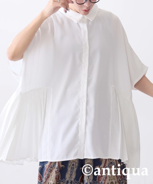 「antiqua」 「patterntorso」半袖シャツ P ブラック レディース_画像7