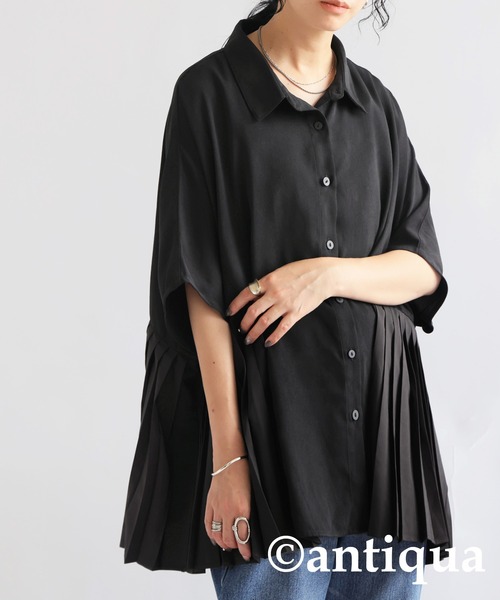 「antiqua」 「patterntorso」半袖シャツ P ブラック レディース_画像8