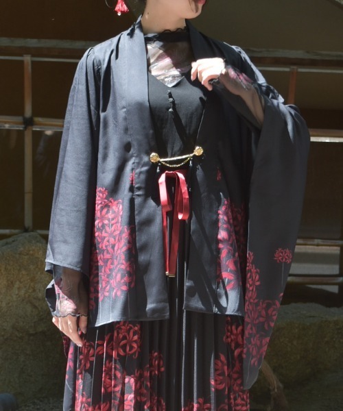 カーディガン 彼岸花柄羽織 レディース axes femme カーディガン 彼岸花柄羽織 レディース : ZOZOTOWN
