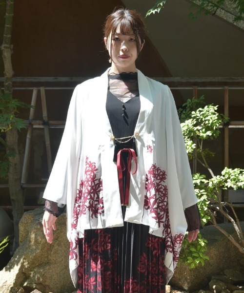 カーディガン 彼岸花柄羽織 レディース axes femme カーディガン 彼岸花柄羽織 レディース : ZOZOTOWN