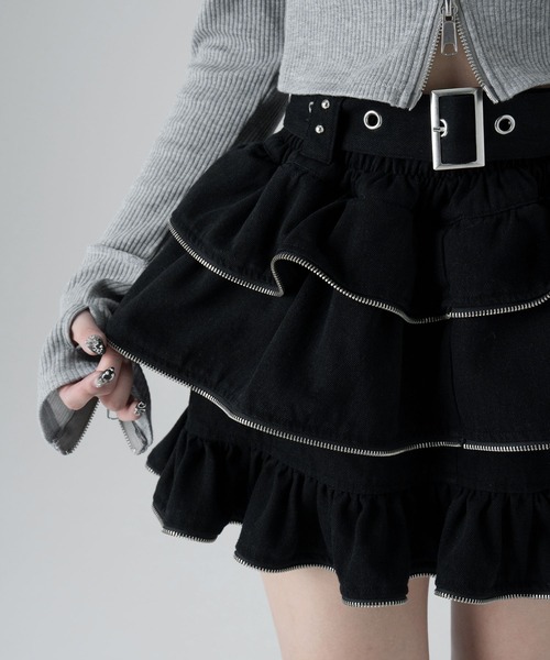 【Lazyslay】ジッパーフリルスカート(gray) LAZYSLAY スカート ジッパーフリルスカート : ZOZOTOWN Yahoo!店