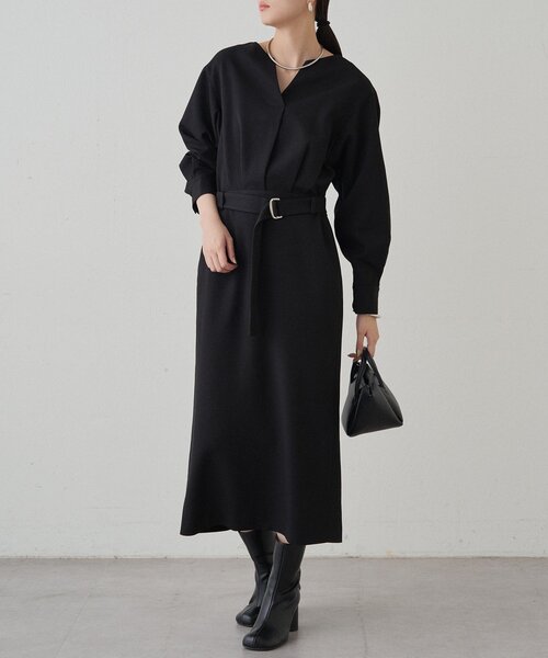 Loungedress ワンピース タックVベルトワンピース : ZOZOTOWN Yahoo!店