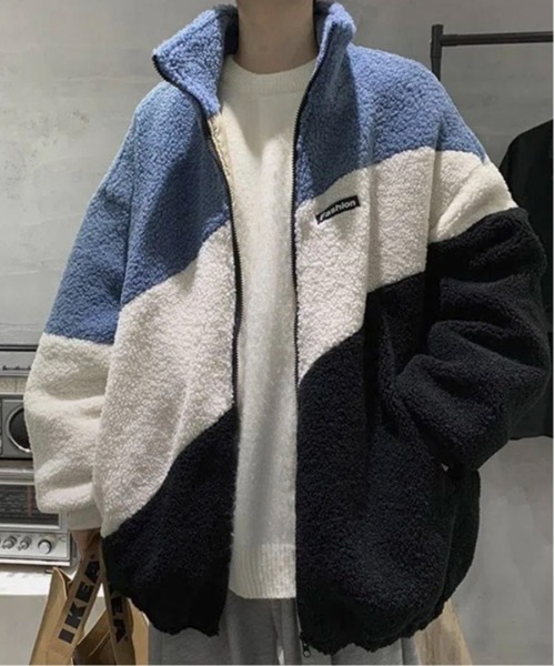 link lot ブルゾン アウター ボアフリースカラーブロック切り替え