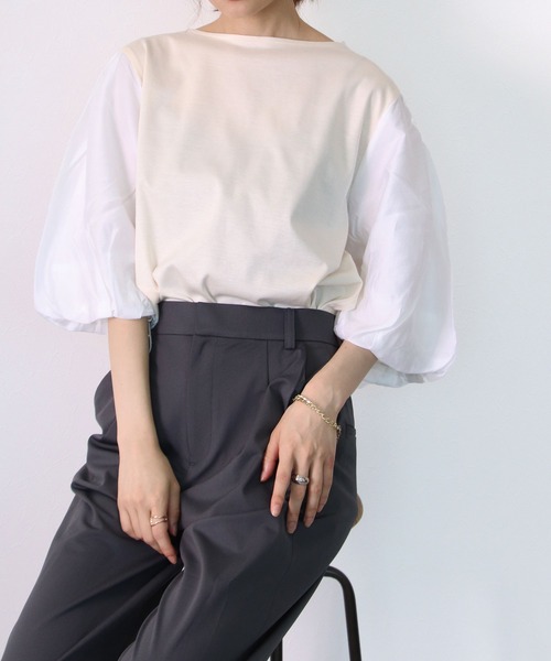 「MARECHAL TERRE」 半袖カットソー 38 ホワイト レディース_画像3