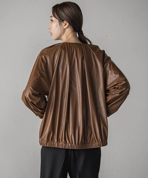 la.f（ラ・エフ） ブルゾン アウター エコレザーブルゾン「手洗い