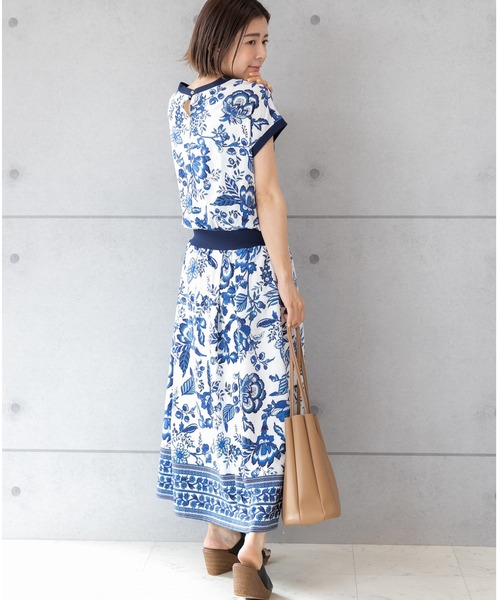 「PREFERIR」 半袖ワンピース MEDIUM ネイビー レディース_画像2