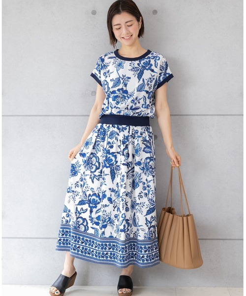 「PREFERIR」 半袖ワンピース MEDIUM ネイビー レディース_画像7