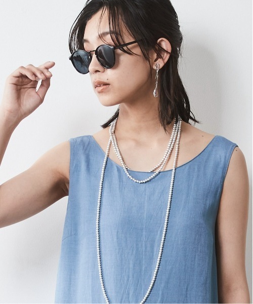 「CHIC STYLE」 ノースリーブワンピース LL ブルー レディース_画像6