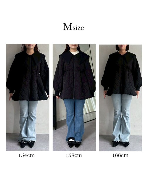 ブラック L キルティングダウンジャケット プロズヴェール prose verse（プロズヴェール） ブルゾン アウター ビッグカラー