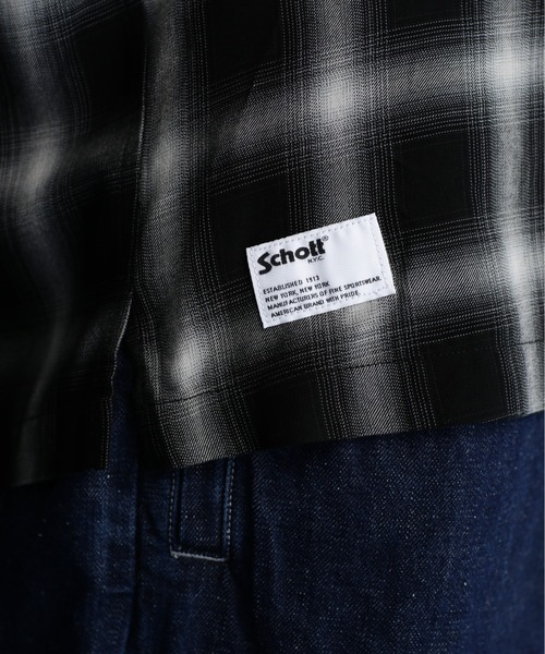 「schott」 半袖シャツ X-LARGE ブルー メンズの画像