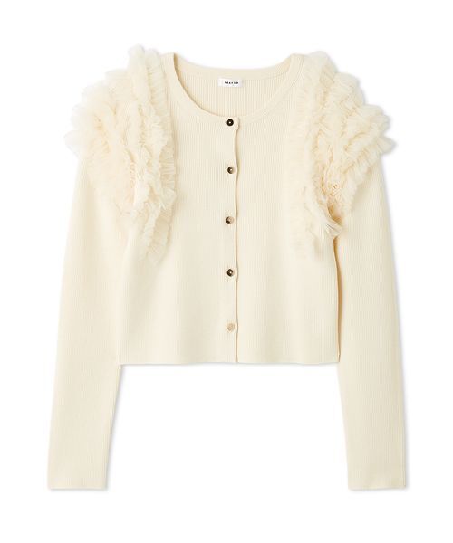 FRAY I.D カーディガン ショルダーチュールフリルニットカーディガン