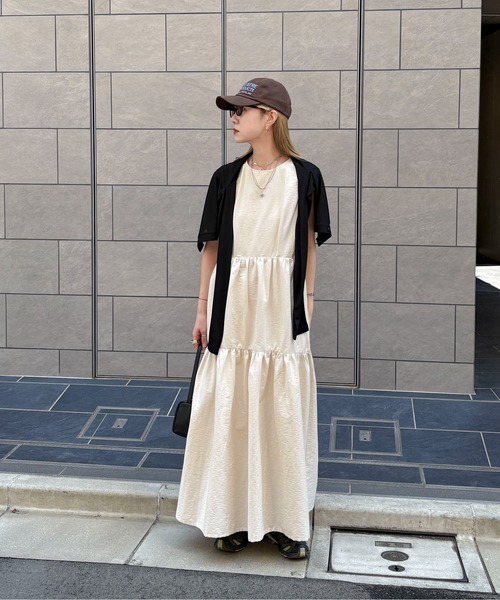 「feepur」 ノースリーブワンピース MEDIUM ブラック レディース_画像2