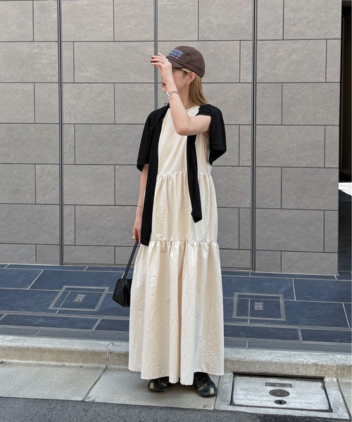 「feepur」 ノースリーブワンピース MEDIUM ブラック レディース_画像3