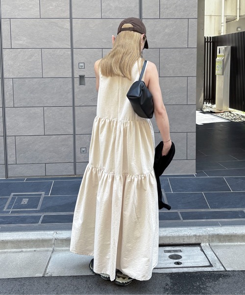 「feepur」 ノースリーブワンピース MEDIUM ブラック レディース_画像6