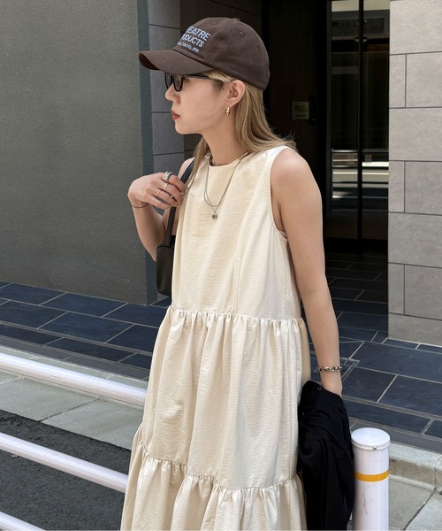 「feepur」 ノースリーブワンピース MEDIUM ブラック レディース_画像7