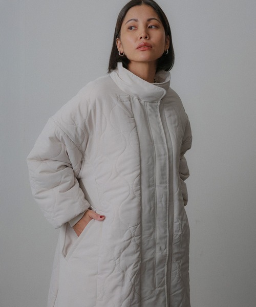 Floran ダウンコート ダウンジャケット キルティング切替 ロングコート