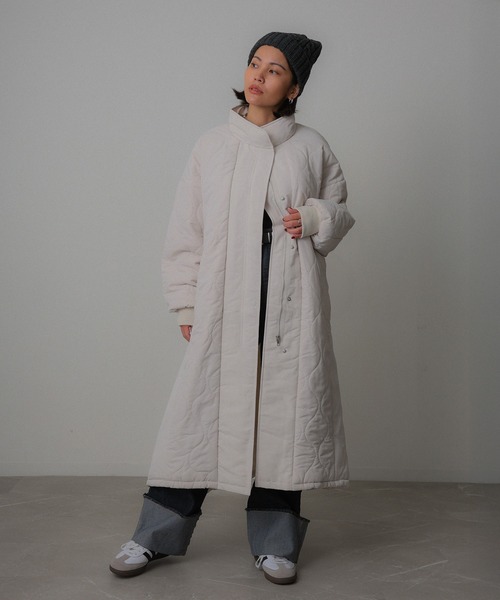 Floran ダウンコート ダウンジャケット キルティング切替 ロングコート