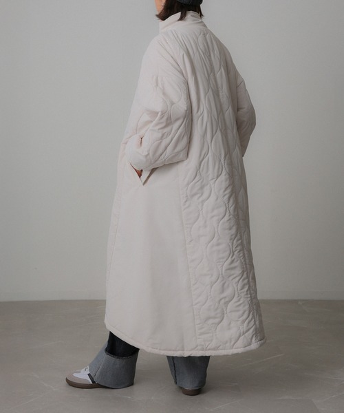 Floran ダウンコート ダウンジャケット キルティング切替 ロングコート