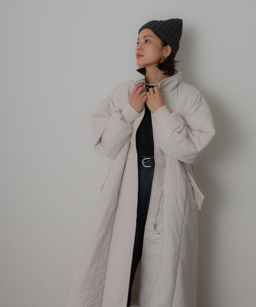 Floran ダウンコート ダウンジャケット キルティング切替 ロングコート