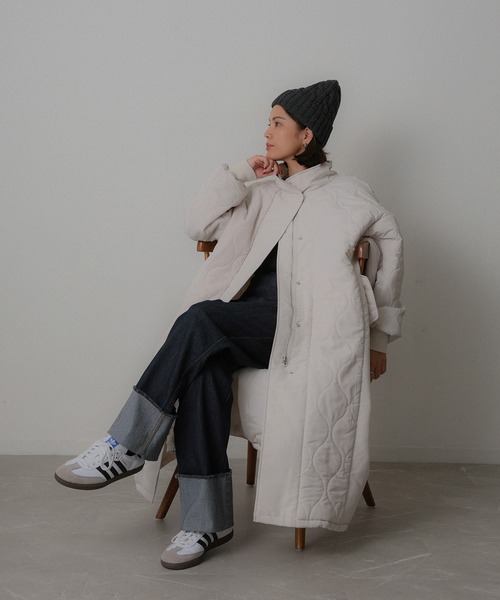 Floran ダウンコート ダウンジャケット キルティング切替 ロングコート