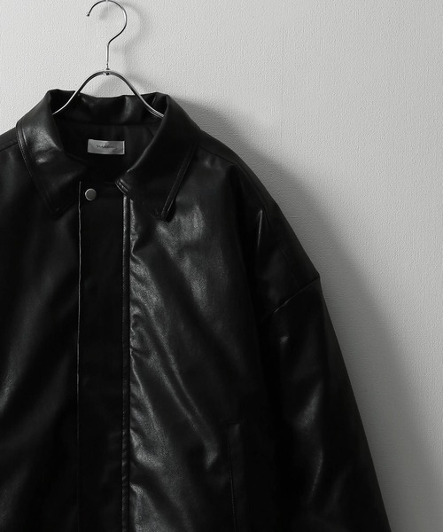 「Nilway」 レザーブルゾン LARGE ブラック メンズ_画像8