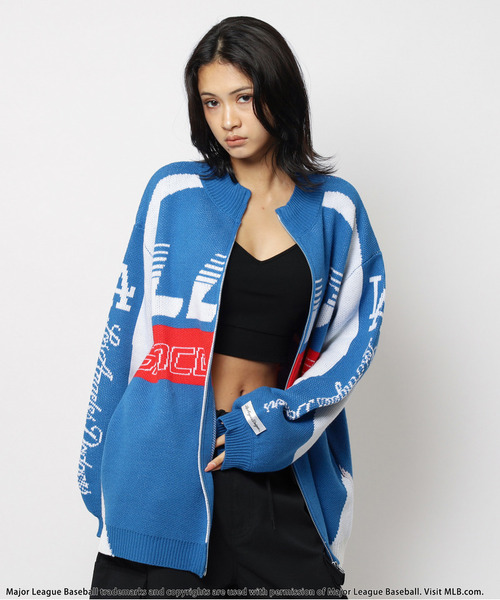 BACK TO THE FIELD ニット セーター 「MLB」ダブルZIPロゴニットカーデ