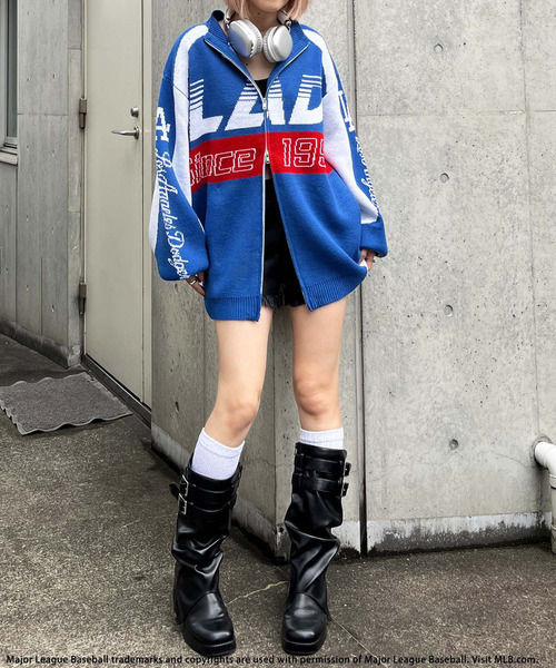 【美品/希少】MLB トロント・ブルージェイズ ニットカーディガン BACK TO THE FIELD ニット セーター 「MLB」ダブルZIPロゴニットカーデ