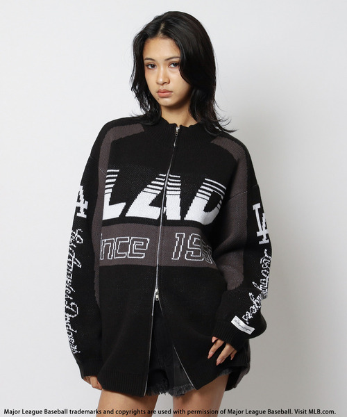 【LL】MLB パドレス　ビッグロゴ　裏起毛ニットセーター●フリース　長袖　XL BACK TO THE FIELD ニット セーター 「MLB」ダブルZIPロゴニットカーデ