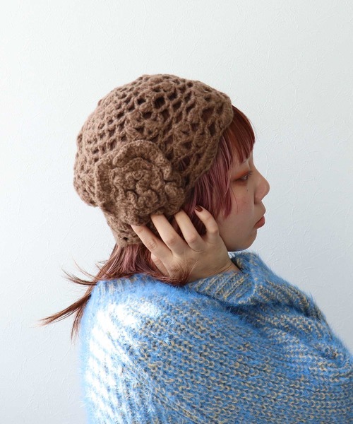 Three Four Time（スリーフォータイム） ニット帽 ニットキャップ 花