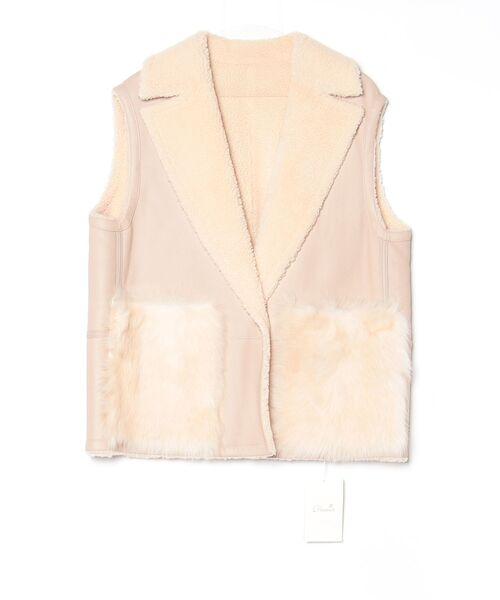 DRAWER（ドゥロワー） ムートンベスト - ベージュ レディース