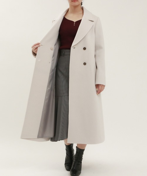 「TRUDEA」 チェスターコート LARGE ライトグレー レディース_画像2