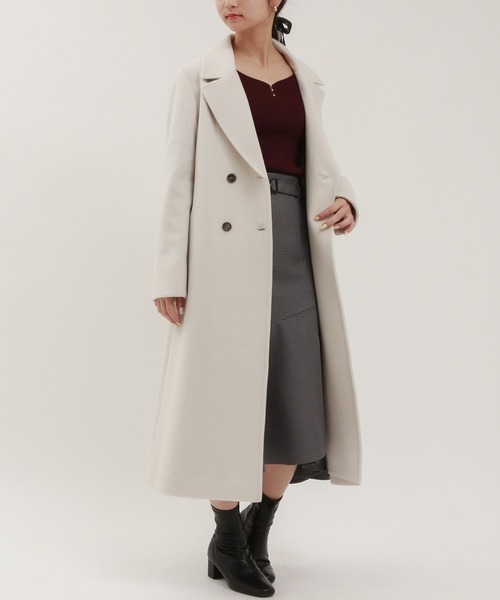 「TRUDEA」 チェスターコート LARGE ライトグレー レディース_画像5