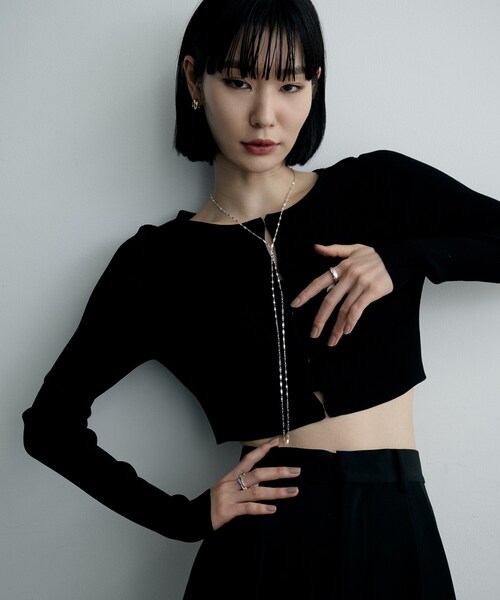ネックレス シルバー デザインチェーン デュアルペタル フリンジYネックレス レディースの画像