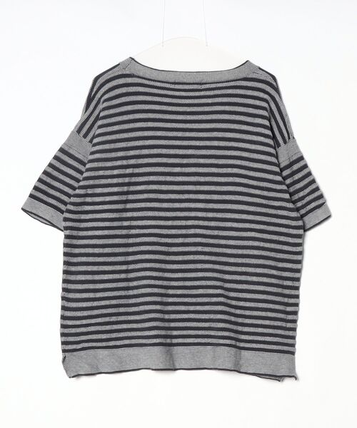 「INHERIT」 ボーダー柄半袖Tシャツ M ネイビー メンズ_画像2