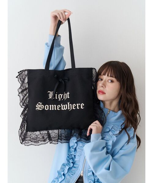 jouetie（ジュエティ） トートバッグ 大きめ ロゴレースフリルトート