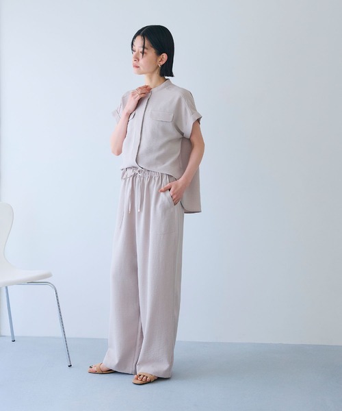 45Ｒリネンクロスのワイドパンツ CROSS FUNCTION（クロスファンクション） ワイドパンツ パンツ 「シワ