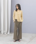 ワイドパンツ パンツ お手入れラクラクセットア...の詳細画像1