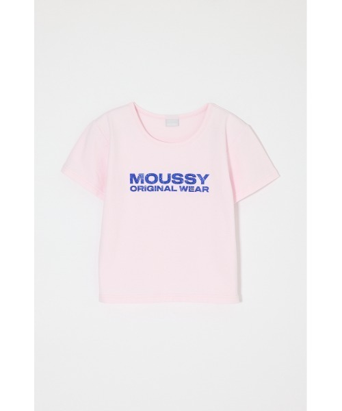 MOUSSY U/M RHINESTONE FIT TEE ピンク MOUSSY | U/M RHINESTONE FIT TEE (Tシャツ・カットソー(半袖) ) |SHEL