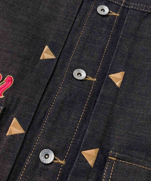 デニムジャケット gジャン HT， LEOPARD EMB. DENIM  JACKET メンズの画像
