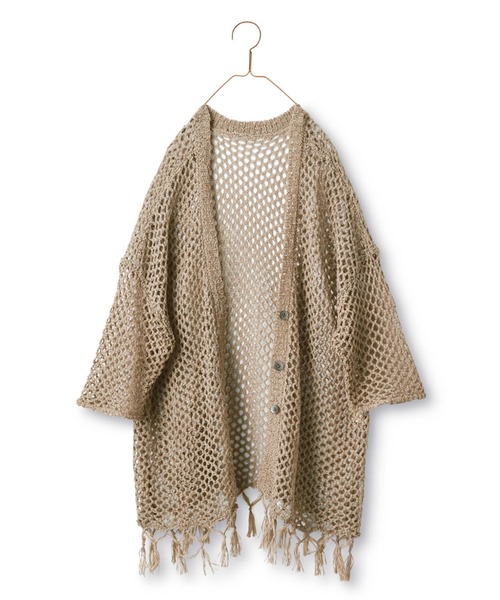 「Sunny clouds」 ニットカーディガン X-LARGE ベージュ レディース_画像8
