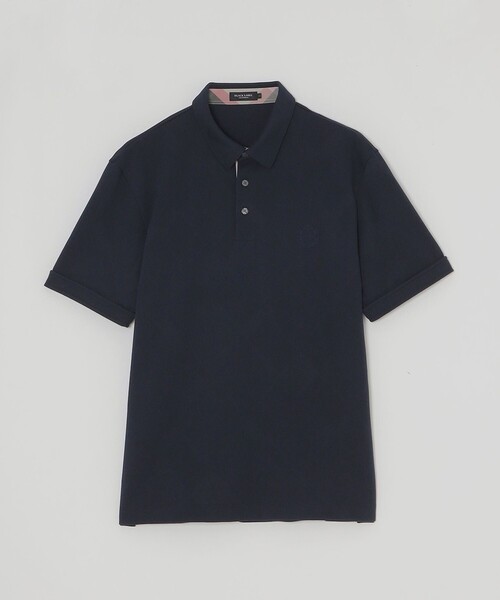 美品 ブラックレーベルクレストブリッジ 半袖ポロシャツ チェック柄 M ネイビー BLACK LABEL CRESTBRIDGE（ブラックレーベル クレストブリッジ