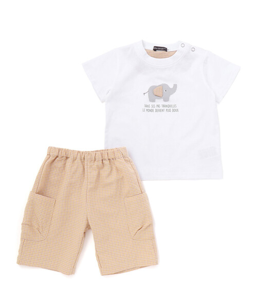 ベビー ゾウプリント天竺半袖Tシャツ+サイドポケットハーフパンツセット(80~90cm)_9