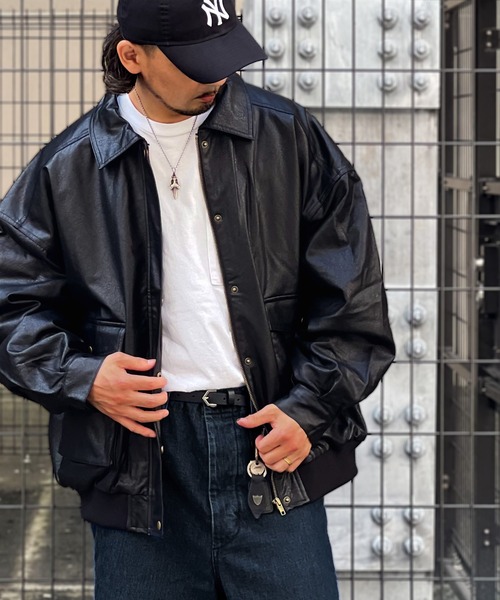 Java ブルゾン アウター 「JaVaジャバ コラボ」フェイク レザー