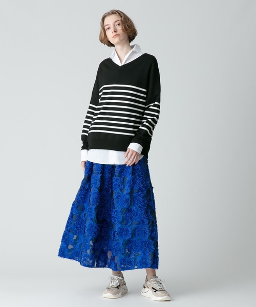 allureville ニット セーター ウールボーダーチュニック