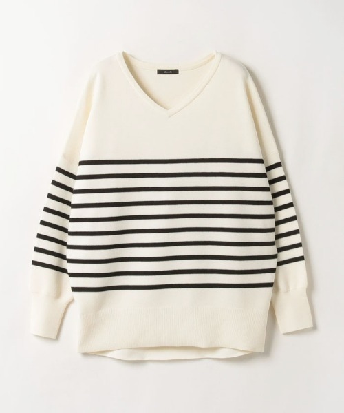 allureville ニット セーター ウールボーダーチュニック