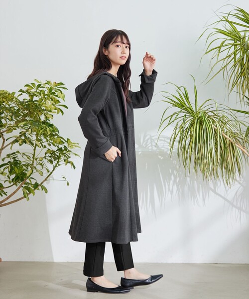 セール】ミドル丈ウエストシェイプフレアコート（チェスターコート 