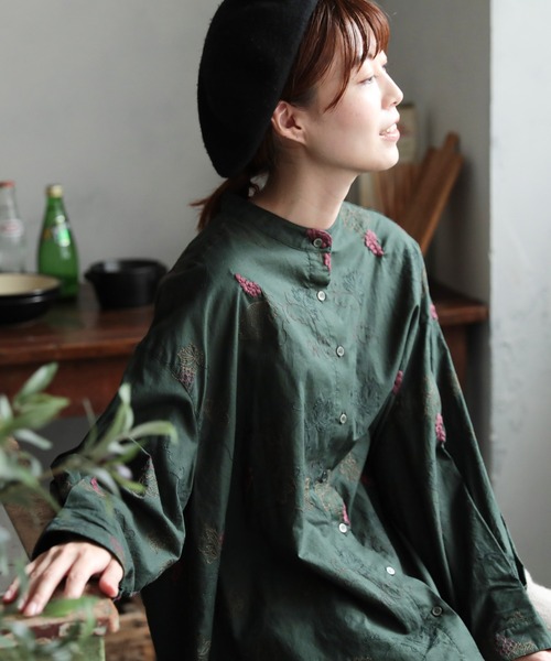 soulberry（ソウルベリー） ブラウス シャツ 葡萄畑の刺繍ブラウス